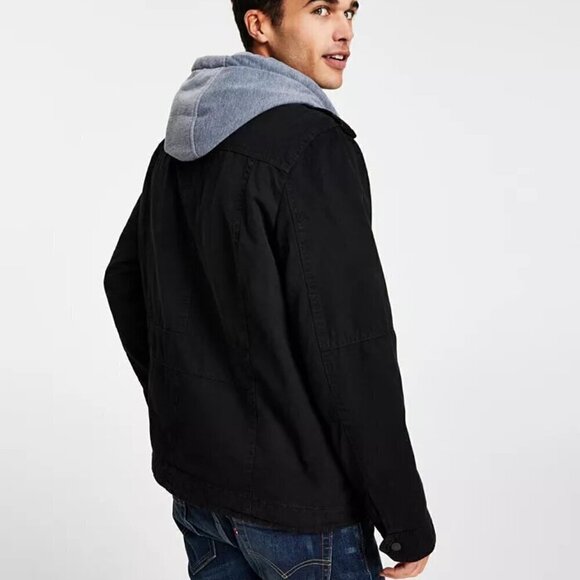 Levi’s trucker jacket Sherpa lining and attached hoodie true black size S - Picture 3 of 14